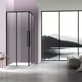 Душевой уголок Vincea Slim-N 100x90 VSS-4SN9010CLB стекло прозрачное, профиль черный