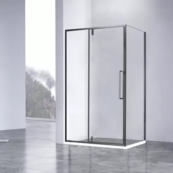 Душевой уголок Vincea Slim-N 100x90VSR-4SNP9010CLGM стекло прозрачное, профиль вороненая сталь, без поддона