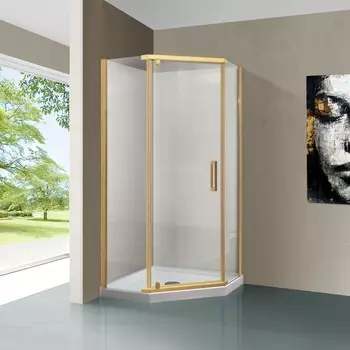 Душевой уголок Vincea Stresa 100x100 VSP-1S100CLG без поддона, стекло прозрачное, профиль брашированное золото