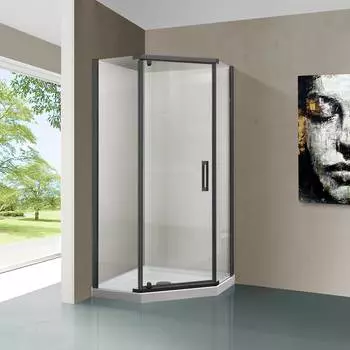 Душевой уголок Vincea Stresa 90x90 VSP-1S900CLGM стекло прозрачное, профиль вороненая сталь