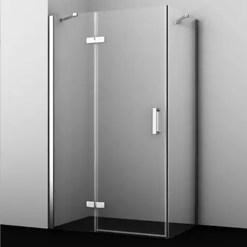 Душевой уголок Wasserkraft Aller 120х100 10H10LWHITE без поддона, стекло прозрачное, профиль хром, петли белые