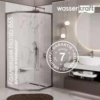 Душевой уголок Wasserkraft Naab 86S38 100x100 без поддона, стекло прозрачное, профиль хром