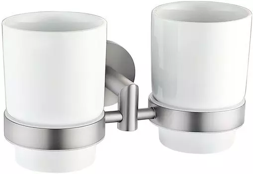 Двойной стакан для зубных щеток Allen Brau Priority 6.31003-BN белый, никель