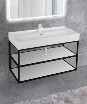 Двухъярусный стальной каркас под раковину Cezares Cadro CADRO 50-100/50/58-2C-SO-MET-ST подвесной, 100 см, черный