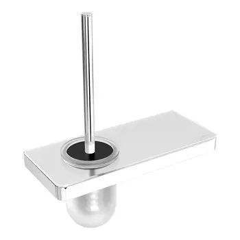 Ершик для унитаза Lemark Glass Line 9761031 с полкой, хром, белое стекло