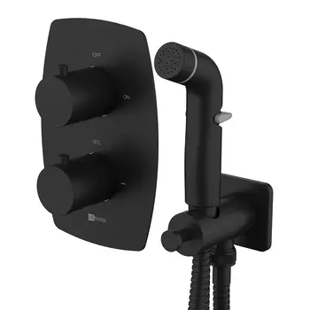 Гигиенический душ со смесителем для унитаза Lemark Ursus LM7240BL черный, с термостатом