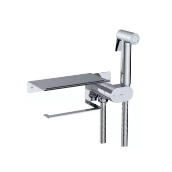 Гигиенический душ со смесителем для унитаза RGW Shower Panels SP-221 581408221-01 хром, с полкой и бумагодержателем