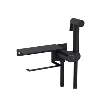Гигиенический душ со смесителем для унитаза RGW Shower Panels SP-221B 581408221-04 черный, с полкой и бумагодержателем