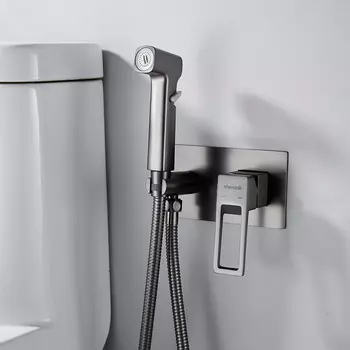 Гигиенический душ со смесителем Shevanik S6805T оружейная сталь