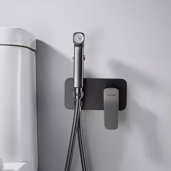 Гигиенический душ со смесителем Shevanik S9905T оружейная сталь