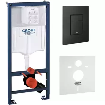 Инсталляция с кнопкой Grohe Rapid SL 1000046 для унитаза 5 в 1, кнопка черная матовая
