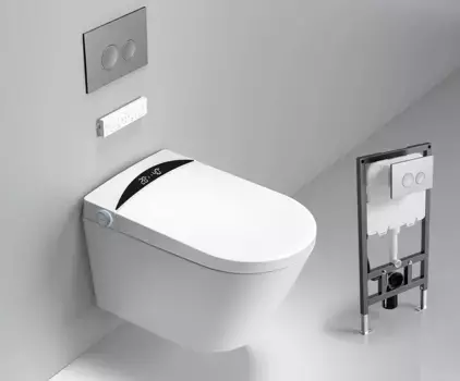 Электронный унитаз-биде подвесной Timo ТЕ-751 с инсталляцией и хромированной кнопкой