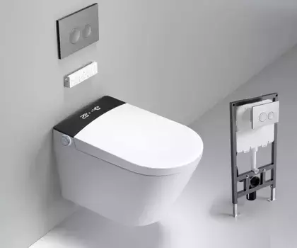 Электронный унитаз-биде подвесной Timo ТЕ-751B с инсталляцией и черной матовой кнопкой