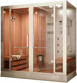 Кабина с финской сауной Frank 220x130 F921L левая, профиль хром матовый