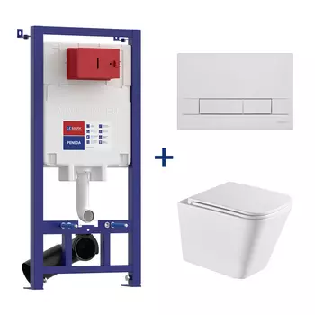 Комплект 3в1 Lemark Florex 100801419 безободковый, с сиденьем микролифт, белый, кнопка хром