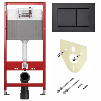 Комплект инсталляции 4в1 Tece TECEbase BASE 2.0 K440407 с панелью смыва ТЕСЕnow, цвет черный матовый