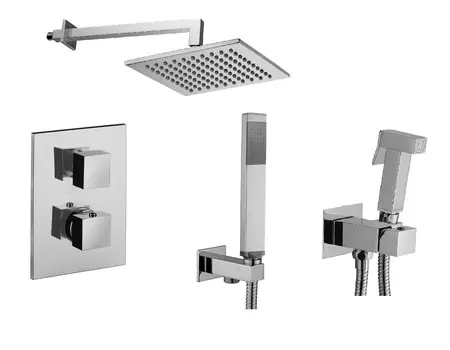 Комплект для душа с гигиеническим душем и смесител Paffoni Elle KITZLEQ518CR/M с термостатом, хром