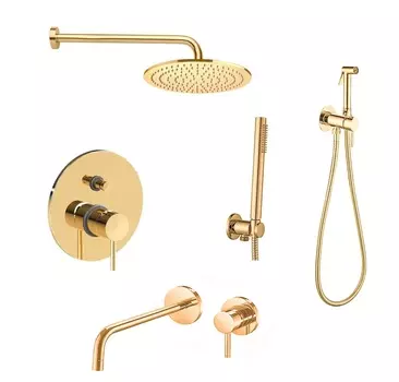 Комплект для душа с гигиеническим душем и встраива Paffoni Light KITZLIG015HG006 медовое золото