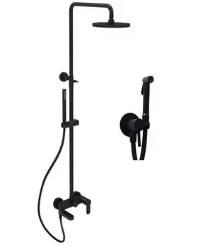 Комплект для душа с гигиеническим душем Paffoni Light KITZCOL632NO110 с изливом, черный матовый