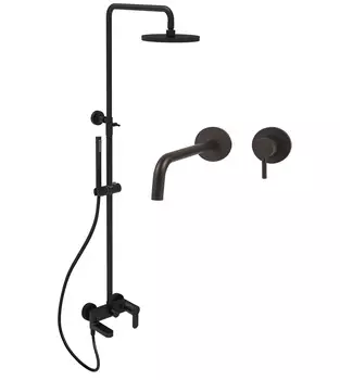 Комплект для душа со смесителем Paffoni Light KITCOL632NO007 с изливом, черный матовый