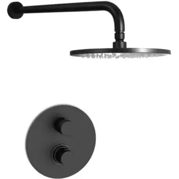 Комплект для душа со смесителем Paffoni Light KITLIQ013NO с термостатом, черный матовый