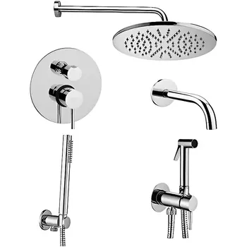 Комплект для ванны с гигеническим душем и изливом Paffoni Light KITZLIG019CR139 хром