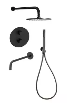 Комплект для ванны с изливом Paffoni Light KITLIQ019NO139KING с термостатом, черный матовый