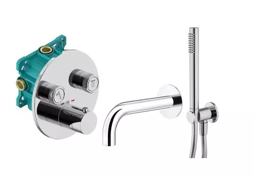 Комплект для ванны со смесителем и ручным душем Plumberia Selection PS BOX KITPSB02CR60 с изливом, с термостатом, хром