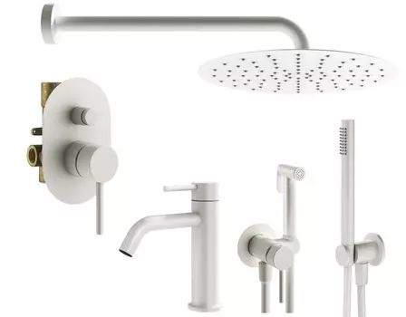 Комплект гигиенического смесителя с верхним душем Plumberia Selection IXO KITZXO15BO53 белый матовый