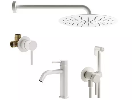 Комплект гигиенического смесителя с верхним душем Plumberia Selection IXO KITZXO01BO53 белый матовый