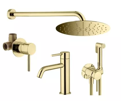Комплект гигиенического смесителя с верхним душем Plumberia Selection IXO KITZXO01OR53 золото 24К