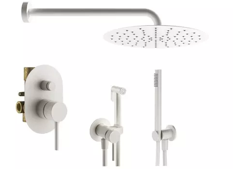 Комплект гигиенического смесителя с верхним душем Plumberia Selection IXO KITZXO15BO белый матовый