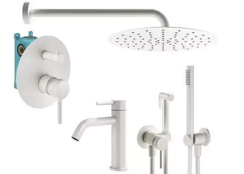 Комплект гигиенического смесителя с верхним душем Plumberia Selection IXO KITZXO18BO53 белый матовый