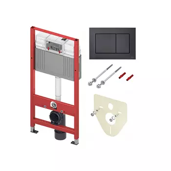 Комплект инсталляции 4в1 Tece TECEBase 9400414, шпильки к стене, звукоизоляция и клавиша черный матовый