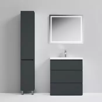 Комплект мебели Am.Pm Gem S 75 см, 3 ящика напольная графит матовый