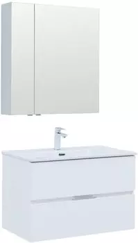 Комплект мебели Aquanet Алвита New 81 см подвесной (тумба с раковиной и зеркалом)