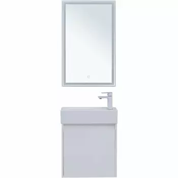 Тумба с раковиной Aquanet Nova Lite 50 см подвесная 1 дверца, белая глянцевая
