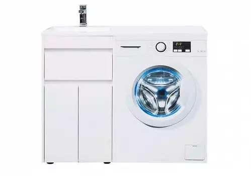 Тумба с раковиной Aquanet Токио 110 см L напольная 1 ящик и 2 дверцы, белая