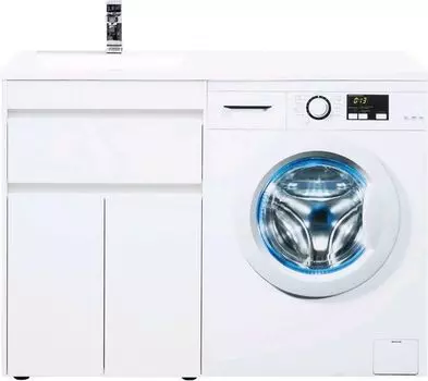 Тумба с раковиной Aquanet Токио 120 см L напольная 1 ящик и 2 дверцы, белая