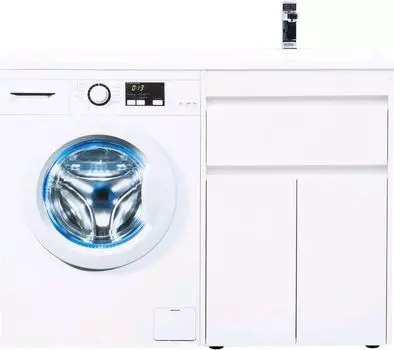 Тумба с раковиной Aquanet Токио 120 см R напольная 1 ящик и 2 дверцы, белая