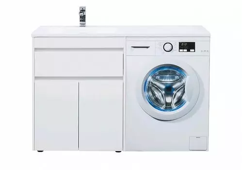 Тумба с раковиной Aquanet Токио 130 см L напольная 1 ящик и 2 дверцы, белая