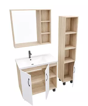 Комплект мебели Grossman Флай 80 напольная с дверцей, дуб сонома, белая