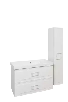 Мебель для ванной комнаты La Fenice Cubo TWIN 100 см, подвесная, 2 ящика, Bianco