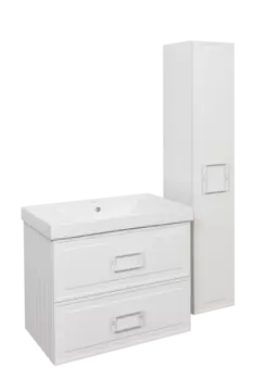 Мебель для ванной комнаты La Fenice Cubo TWIN 80 см, подвесная, 2 ящика, Bianco