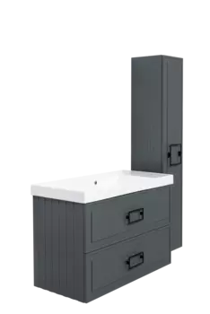 Мебель для ванной комнаты La Fenice Cubo TWIN 100 см, подвесная, 2 ящика, Grigio