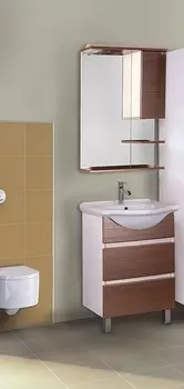 Мебель для ванной комнаты Onika Элита 60 см напольная, 2 ящика белая, коричневая