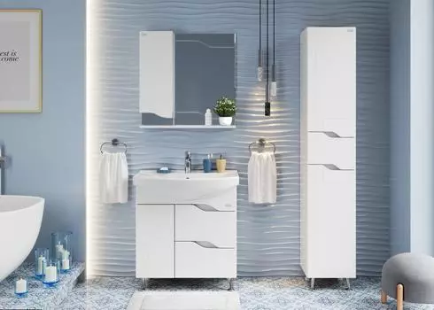 Мебель для ванной комнаты Onika Веронэлла 76 см напольная 2 ящика и дверца, белая