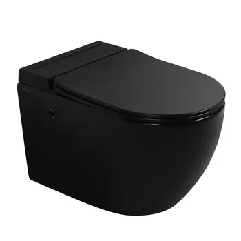 Комплект подвесного унитаза с инсталляцией Abber Bequem AC1108PMB-AC0101P смыв импульсный, черный матовый