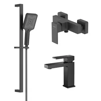Комплект смесителей для душа Aquatek Либра AQ1631MB черный матовый