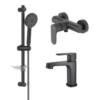 Комплект смесителей для душа Aquatek Оберон AQ1231MB черный матовый